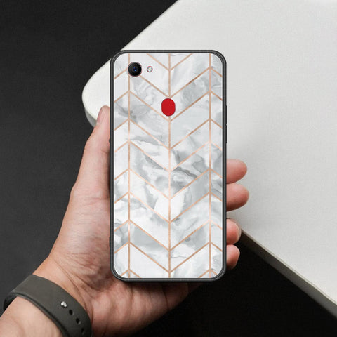 Oppo F7 Cover - White Marble Series 2 - HQ Ultra Shine Premium Infinity Glass Soft Silicon Borders Case