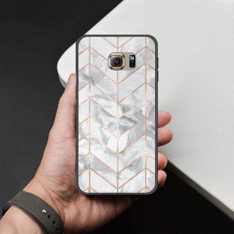 Samsung Galaxy S6 Cover - White Marble Series 2 - HQ Ultra Shine Premium Infinity Glass Soft Silicon Borders Case