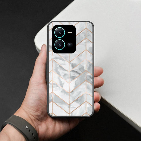 Vivo V25 5G Cover - White Marble Series 2 - HQ Ultra Shine Premium Infinity Glass Soft Silicon Borders Case