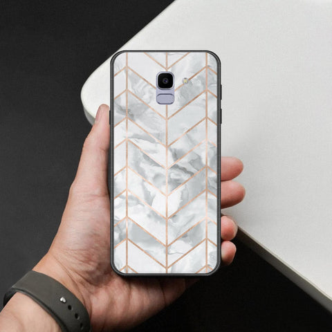 Samsung Galaxy J6 2018 Cover - White Marble Series 2 - HQ Ultra Shine Premium Infinity Glass Soft Silicon Borders Case