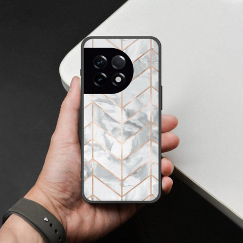 OnePlus 11R Cover - White Marble Series 2 - HQ Ultra Shine Premium Infinity Glass Soft Silicon Borders Case