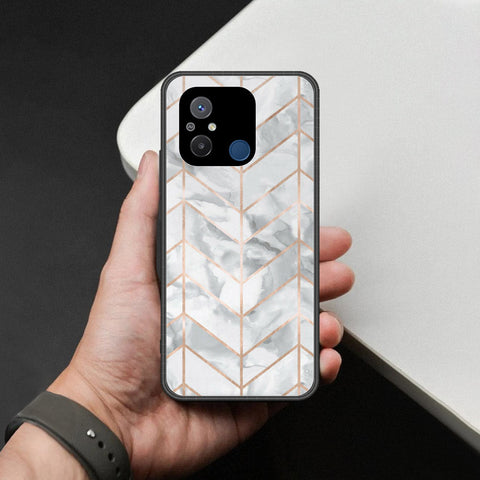 Xiaomi Redmi 12C Cover - White Marble Series 2 - HQ Ultra Shine Premium Infinity Glass Soft Silicon Borders Case