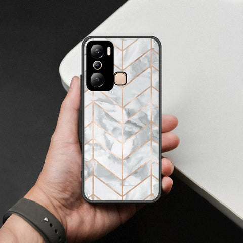 Infinix Hot 20i Cover - White Marble Series 2 - HQ Ultra Shine Premium Infinity Glass Soft Silicon Borders Case