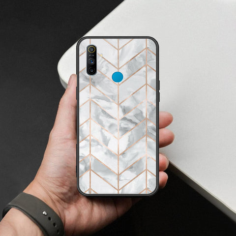 Realme 5s Cover - White Marble Series 2 - HQ Ultra Shine Premium Infinity Glass Soft Silicon Borders Case