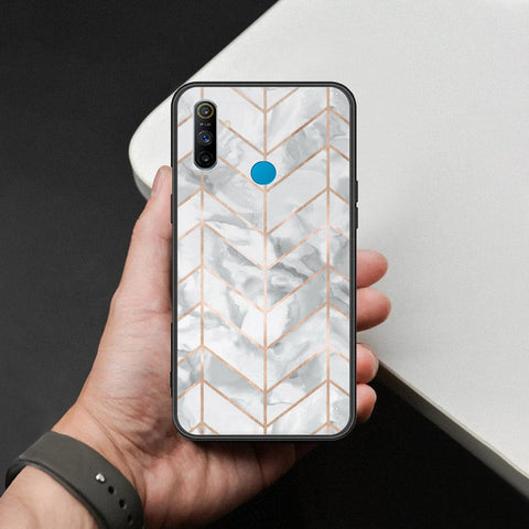 Realme C3 Cover - White Marble Series 2 - HQ Ultra Shine Premium Infinity Glass Soft Silicon Borders Case