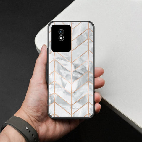 Vivo Y02A Cover - White Marble Series 2 - HQ Ultra Shine Premium Infinity Glass Soft Silicon Borders Case