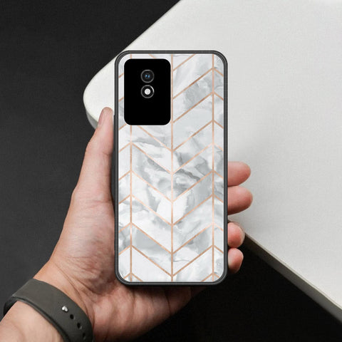 Vivo Y02t Cover - White Marble Series 2 - HQ Ultra Shine Premium Infinity Glass Soft Silicon Borders Case