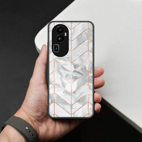 Oppo Reno 10 Pro Plus Cover - White Marble Series 2 - HQ Ultra Shine Premium Infinity Glass Soft Silicon Borders Case
