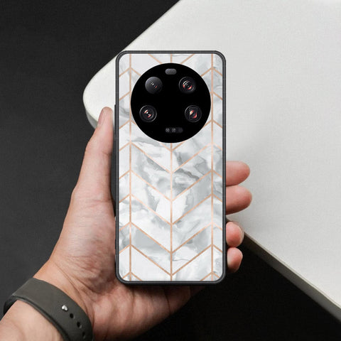 Xiaomi 13 Ultra Cover - White Marble Series 2 - HQ Ultra Shine Premium Infinity Glass Soft Silicon Borders Case