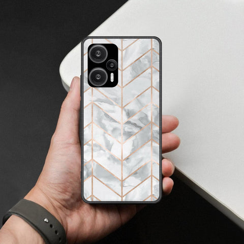 Xiaomi Poco F5 Cover - White Marble Series 2 - HQ Ultra Shine Premium Infinity Glass Soft Silicon Borders Case