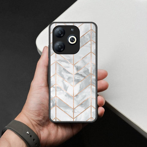itel P55 4G Cover - White Marble Series 2 - HQ Ultra Shine Premium Infinity Glass Soft Silicon Borders Case