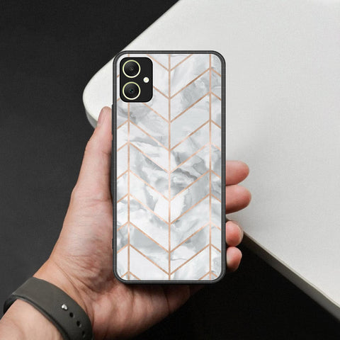 Samsung Galaxy A05 Cover - White Marble Series 2 - HQ Ultra Shine Premium Infinity Glass Soft Silicon Borders Case