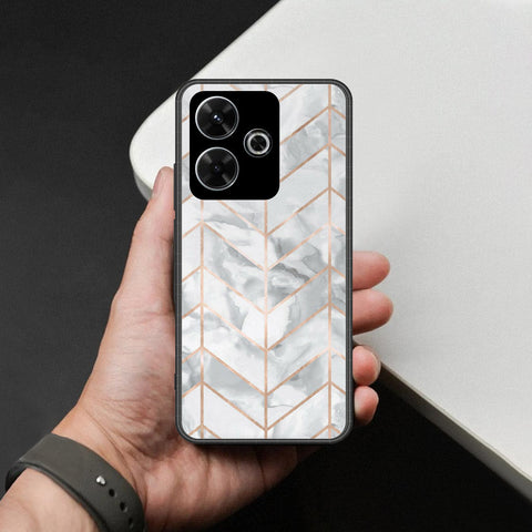Xiaomi Redmi Note 13R Cover - White Marble Series 2 - HQ Ultra Shine Premium Infinity Glass Soft Silicon Borders Case