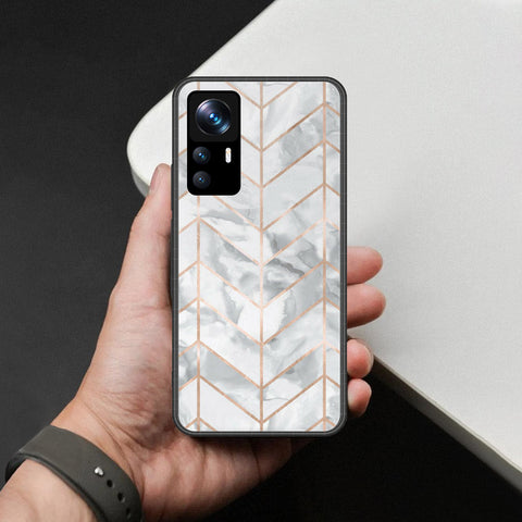 Xiaomi 12T Pro Cover - White Marble Series 2 - HQ Ultra Shine Premium Infinity Glass Soft Silicon Borders Case