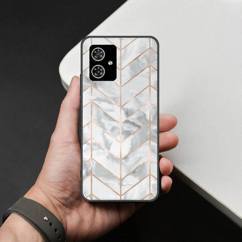 Motorola Moto G64 Cover - White Marble Series 2 - HQ Ultra Shine Premium Infinity Glass Soft Silicon Borders Case