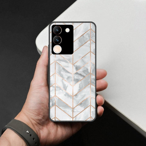 Vivo Y200 5G Cover - White Marble Series 2 - HQ Ultra Shine Premium Infinity Glass Soft Silicon Borders Case