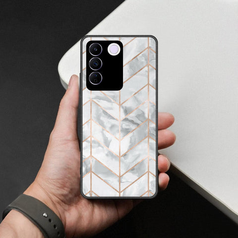 Vivo S16e Cover - White Marble Series 2 - HQ Ultra Shine Premium Infinity Glass Soft Silicon Borders Case