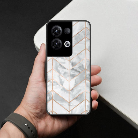 Oppo Reno 8 Pro  Cover - White Marble Series 2 - HQ Ultra Shine Premium Infinity Glass Soft Silicon Borders Case