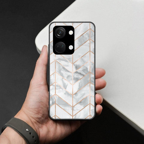 OnePlus Ace 2V Cover - White Marble Series 2 - HQ Ultra Shine Premium Infinity Glass Soft Silicon Borders Case