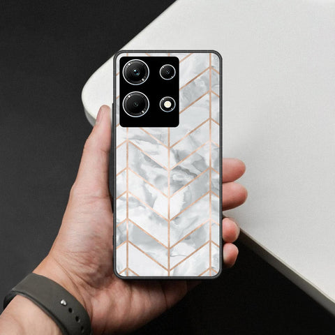 Infinix Note 30 Cover - White Marble Series 2 - HQ Ultra Shine Premium Infinity Glass Soft Silicon Borders Case