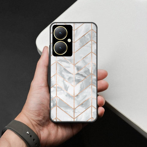 Vivo Y27 Cover - White Marble Series 2 - HQ Ultra Shine Premium Infinity Glass Soft Silicon Borders Case