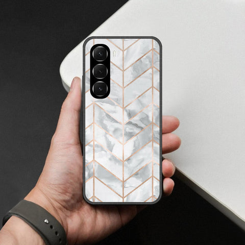 Infinix Hot 60 Cover - White Marble Series 2 - HQ Ultra Shine Premium Infinity Glass Soft Silicon Borders Case