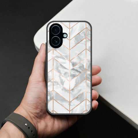 iPhone 18 - White Marble Series 2 - HQ Ultra Shine Premium Infinity Glass Soft Silicon Borders Case