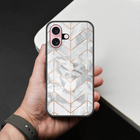 iPhone 16 Plus - White Marble Series 2 - HQ Ultra Shine Premium Infinity Glass Soft Silicon Borders Case