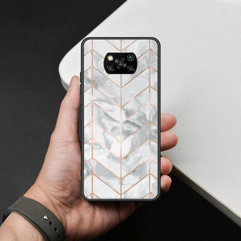 Xiaomi Poco X3 Cover - White Marble Series 2 - HQ Ultra Shine Premium Infinity Glass Soft Silicon Borders Case