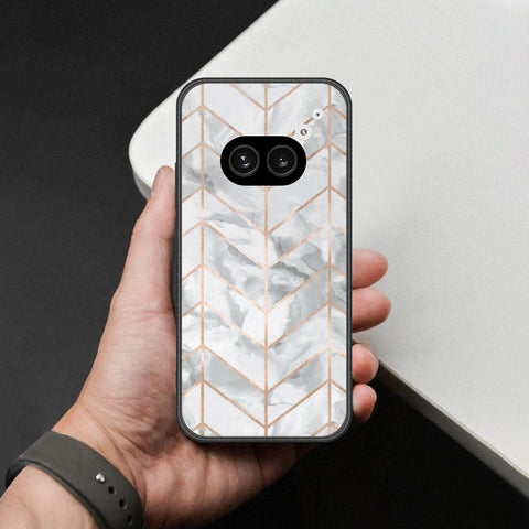 Nothing Phone 2a Cover - White Marble Series 2 - HQ Ultra Shine Premium Infinity Glass Soft Silicon Borders Case