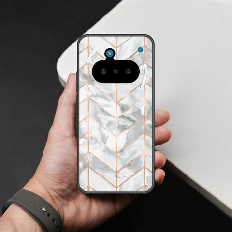 Nothing Phone 3a Cover - White Marble Series 2 - HQ Ultra Shine Premium Infinity Glass Soft Silicon Borders Case
