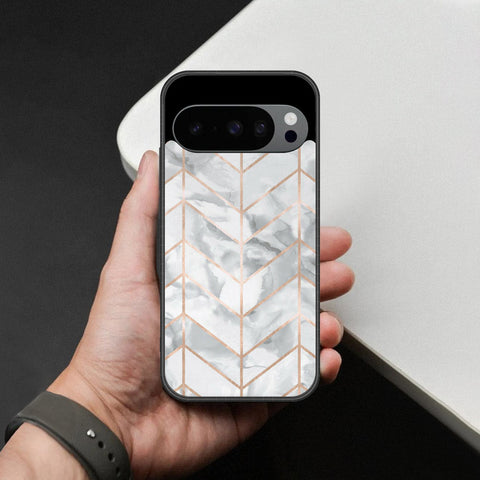 Google Pixel 10 Pro Cover - White Marble Series 2 - HQ Ultra Shine Premium Infinity Glass Soft Silicon Borders Case