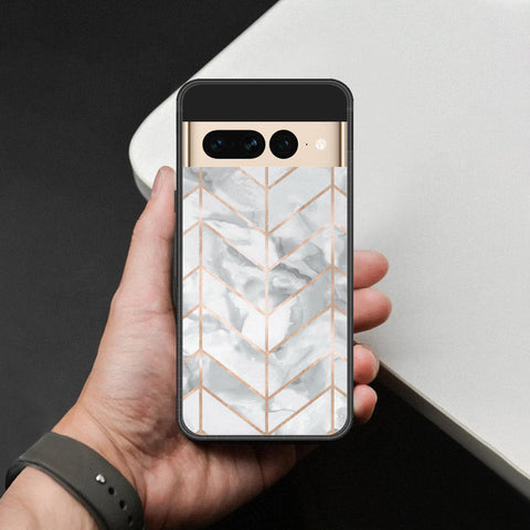 Google Pixel 7 Pro Cover - White Marble Series 2 - HQ Ultra Shine Premium Infinity Glass Soft Silicon Borders Case