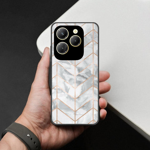 Infinix Hot 40 Cover - White Marble Series 2 - HQ Ultra Shine Premium Infinity Glass Soft Silicon Borders Case