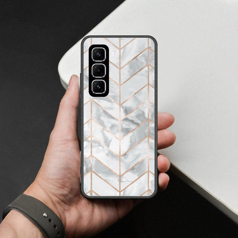 Infinix Hot 60 Pro Cover - White Marble Series 2 - HQ Ultra Shine Premium Infinity Glass Soft Silicon Borders Case