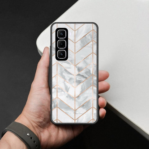 Infinix Hot 60 Pro Plus Cover - White Marble Series 2 - HQ Ultra Shine Premium Infinity Glass Soft Silicon Borders Case