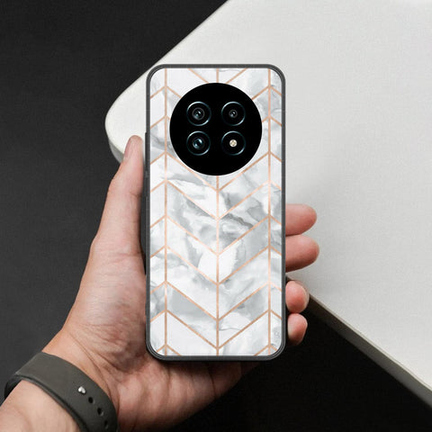 Realme 13 Pro Cover - White Marble Series 2 - HQ Ultra Shine Premium Infinity Glass Soft Silicon Borders Case