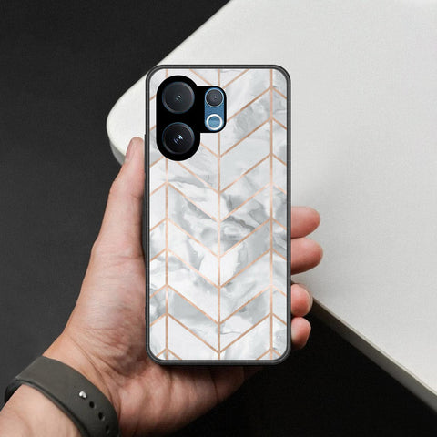 Vivo V60 Cover - White Marble Series 2 - HQ Ultra Shine Premium Infinity Glass Soft Silicon Borders Case