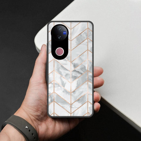 Vivo iQOO Z10R (india)  Cover - White Marble Series 2 - HQ Ultra Shine Premium Infinity Glass Soft Silicon Borders Case