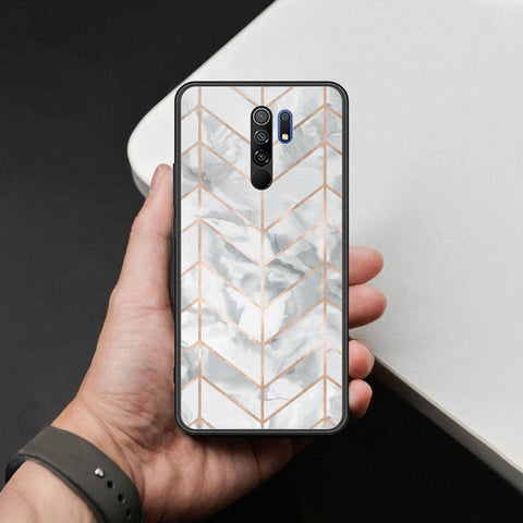 Xiaomi Redmi 9 Cover - White Marble Series 2 - HQ Ultra Shine Premium Infinity Glass Soft Silicon Borders Case