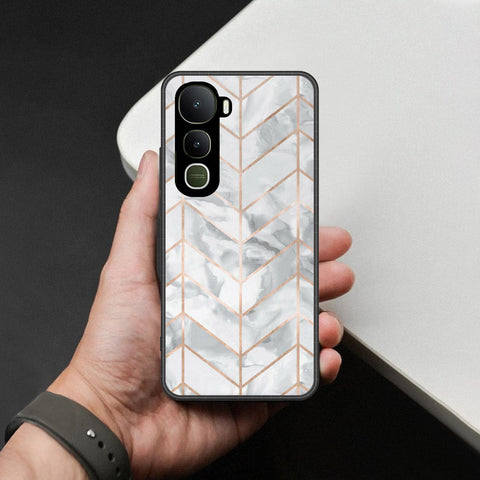 Vivo Y400 Pro Cover - White Marble Series 2 - HQ Ultra Shine Premium Infinity Glass Soft Silicon Borders Case
