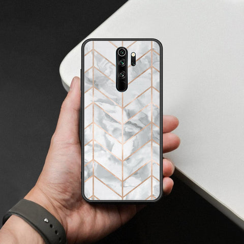 Xiaomi Redmi Note 8 Pro Cover - White Marble Series 2 - HQ Ultra Shine Premium Infinity Glass Soft Silicon Borders Case