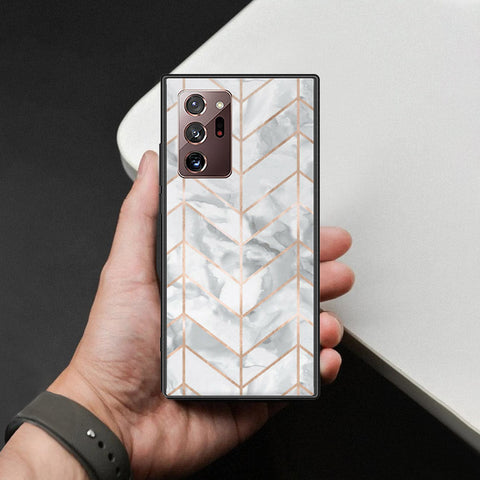 Samsung Galaxy Note 20 Ultra Cover - White Marble Series 2 - HQ Ultra Shine Premium Infinity Glass Soft Silicon Borders Case