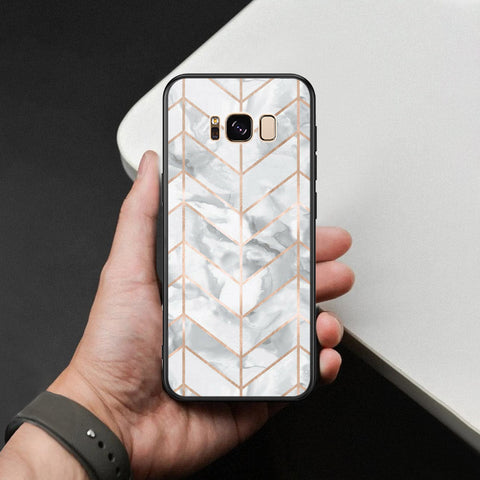 Samsung Galaxy S8 Plus Cover - White Marble Series 2 - HQ Ultra Shine Premium Infinity Glass Soft Silicon Borders Case