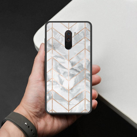 Xiaomi Pocophone F1 Cover - White Marble Series 2 - HQ Ultra Shine Premium Infinity Glass Soft Silicon Borders Case