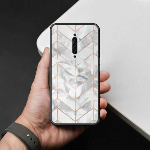Oppo Reno 2F Cover - White Marble Series 2 - HQ Ultra Shine Premium Infinity Glass Soft Silicon Borders Case