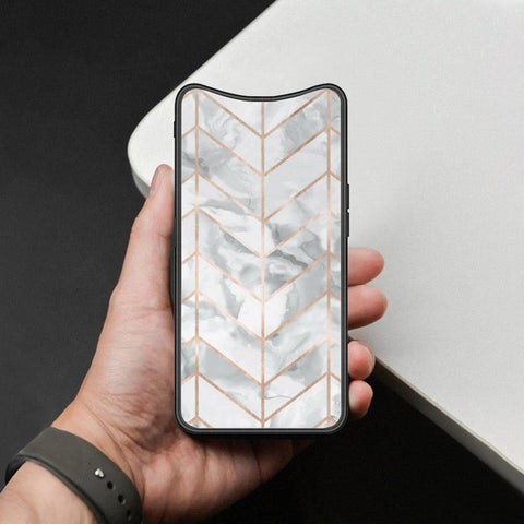 Oppo Find X Cover - White Marble Series 2 - HQ Ultra Shine Premium Infinity Glass Soft Silicon Borders Case