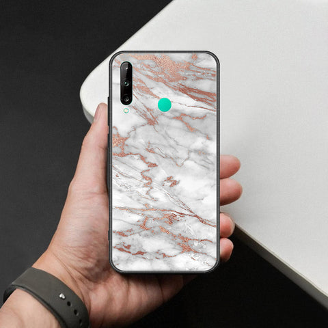 Huawei Y7P Cover - White Marble Series 2 - HQ Ultra Shine Premium Infinity Glass Soft Silicon Borders Case