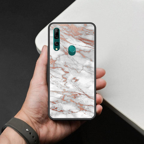 Huawei Y9 Prime 2019 Cover - White Marble Series 2 - HQ Ultra Shine Premium Infinity Glass Soft Silicon Borders Case