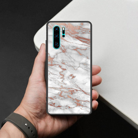 Huawei P30 Pro Cover - White Marble Series 2 - HQ Ultra Shine Premium Infinity Glass Soft Silicon Borders Case
